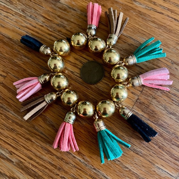 Tassel Bracelet - Gold Beads & Multi Color Tassels Bracelet - Picture 1 of 5
